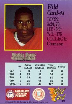 1991 Wild Card Draft - 50 Stripe #43 Dexter Davis Back