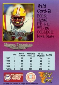 1991 Wild Card Draft - 50 Stripe #78 Marcus Robertson Back