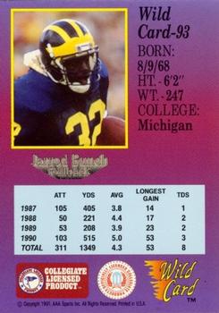 1991 Wild Card Draft - 50 Stripe #93 Jarrod Bunch Back