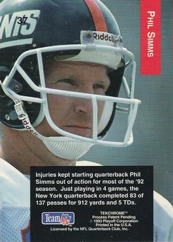 1993 Playoff #37 Phil Simms Back