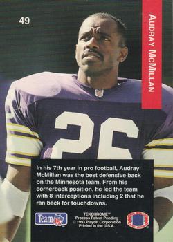 1993 Playoff #49 Audray McMillian Back