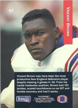 1993 Playoff #61 Vincent Brown Back