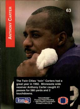 1993 Playoff #63 Anthony Carter Back