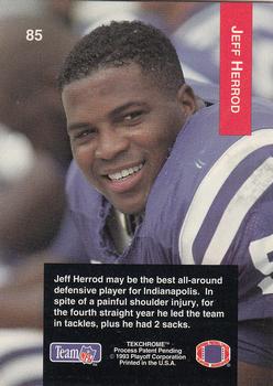 1993 Playoff #85 Jeff Herrod Back