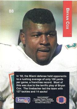 1993 Playoff #88 Bryan Cox Back