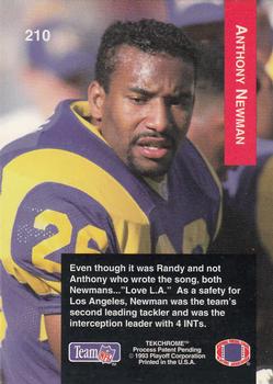 1993 Playoff #210 Anthony Newman Back