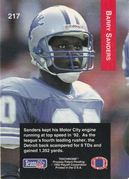 1993 Playoff #217 Barry Sanders Back
