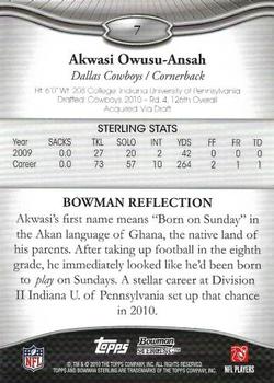 2010 Bowman Sterling #7 Akwasi Owusu-Ansah  Back