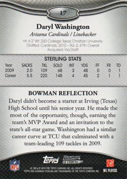2010 Bowman Sterling #17 Daryl Washington  Back