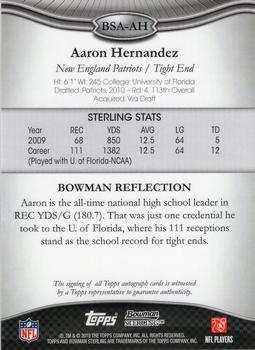 2010 Bowman Sterling #BSA-AH Aaron Hernandez  Back