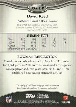2010 Bowman Sterling #BSA-DR David Reed  Back