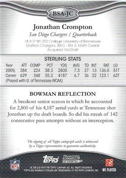 2010 Bowman Sterling #BSA-JC Jonathan Crompton  Back