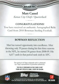 2010 Bowman Sterling #BSAR-MC Matt Cassel  Back