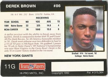 1992 Action Packed Rookie/Update - 24K Gold #11G Derek Brown Back