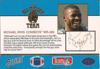 1992 Action Packed All-Madden #27 Michael Irvin Back