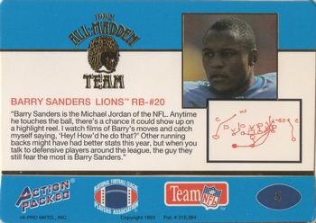 1992 Action Packed All-Madden #5 Barry Sanders Back