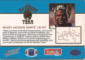 1992 Action Packed All-Madden #11 Rickey Jackson Back
