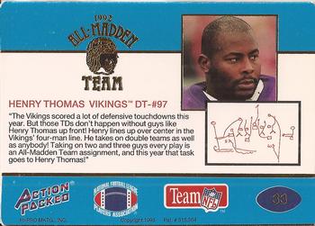 1992 Action Packed All-Madden #33 Henry Thomas Back