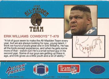 1992 Action Packed All-Madden #35 Erik Williams Back