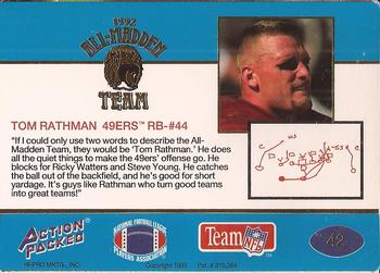 1992 Action Packed All-Madden #42 Tom Rathman Back