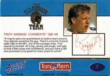 1992 Action Packed All-Madden #7 Troy Aikman Back