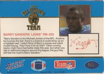 1992 Action Packed All-Madden - 24K Gold #5G Barry Sanders Back