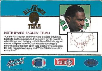 1992 Action Packed All-Madden - 24K Gold #45G Keith Byars Back
