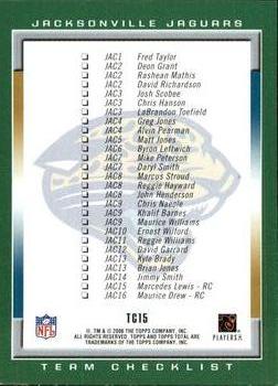 2006 Topps Total - Team Checklists #TC15 Byron Leftwich Back
