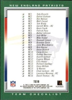 2006 Topps Total - Team Checklists #TC19 Tom Brady Back