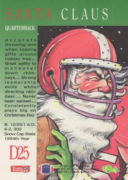 1994 NFL Properties Christmas #D25 Santa Claus Back