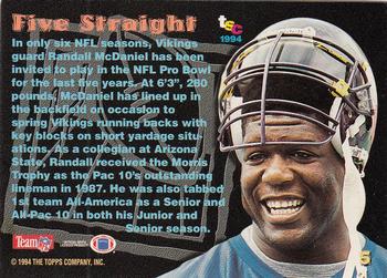 1994 Stadium Club Members Only 50 #5 Randall McDaniel Back