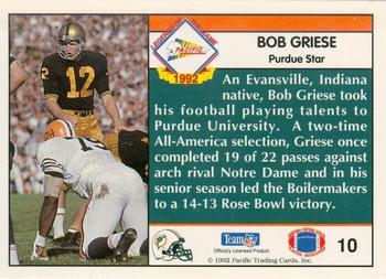 1992 Pacific Football Bob Griese Legends of the Game #16 HOF Miami Dolphins  