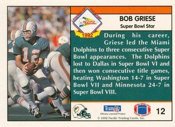 1992 Pacific - Bob Griese #12 Bob Griese Back