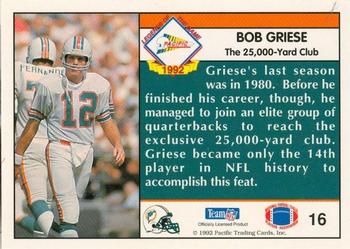 1992 Pacific - Bob Griese #16 Bob Griese Back