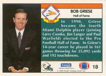 1992 Pacific - Bob Griese #18 Bob Griese Back