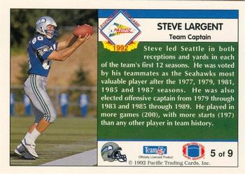 1992 Pacific - Steve Largent #5 Steve Largent Back