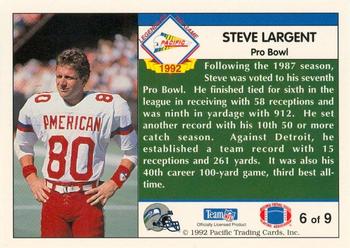 1992 Pacific - Steve Largent #6 Steve Largent Back