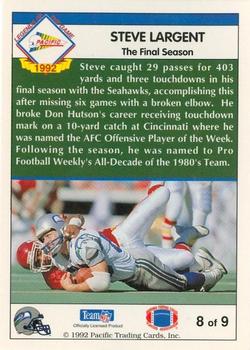 1992 Pacific - Steve Largent #8 Steve Largent Back