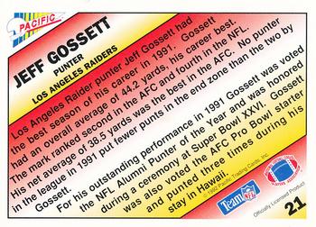 1992 Pacific - Pacific Picks the Pros Silver #21 Jeff Gossett Back
