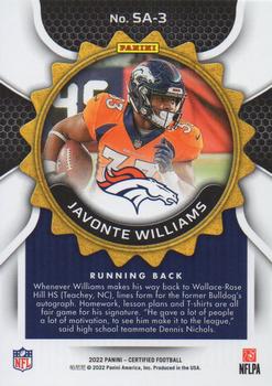 2022 Panini Certified - Seal of Approval #SA-3 Javonte Williams Back