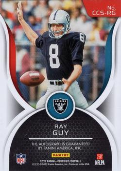 2022 Panini Certified - Canton Certified Signatures Mirror Teal #CCS-RG Ray Guy Back