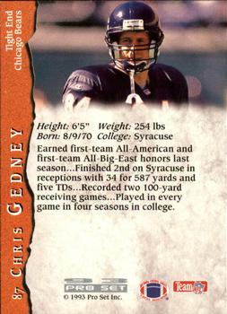 1993 Pro Set #87 Chris Gedney Back