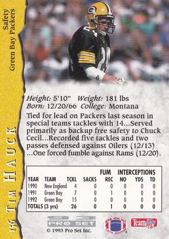 1993 Pro Set #156 Tim Hauck Back