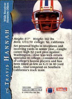 1993 Pro Set #176 Travis Hannah Back