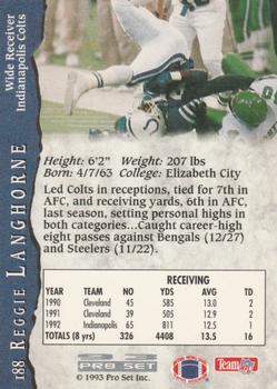 1993 Pro Set #188 Reggie Langhorne Back