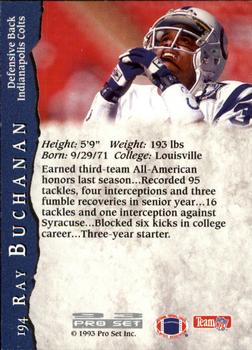 1993 Pro Set #194 Ray Buchanan Back