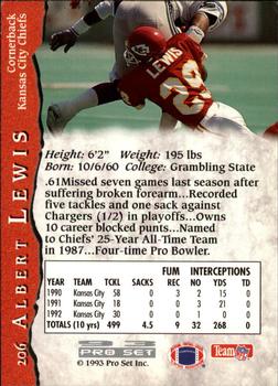 1993 Pro Set #206 Albert Lewis Back
