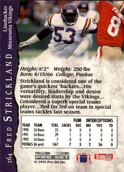 1993 Pro Set #264 Fred Strickland Back