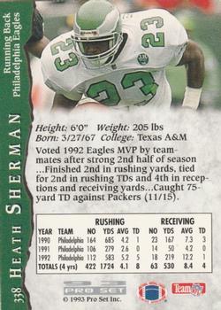 1993 Pro Set #338 Heath Sherman Back