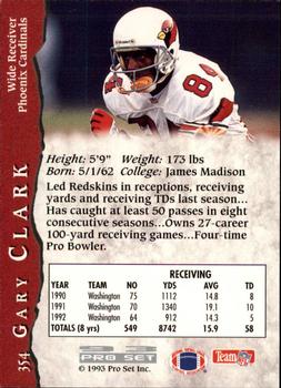 1993 Pro Set #354 Gary Clark Back